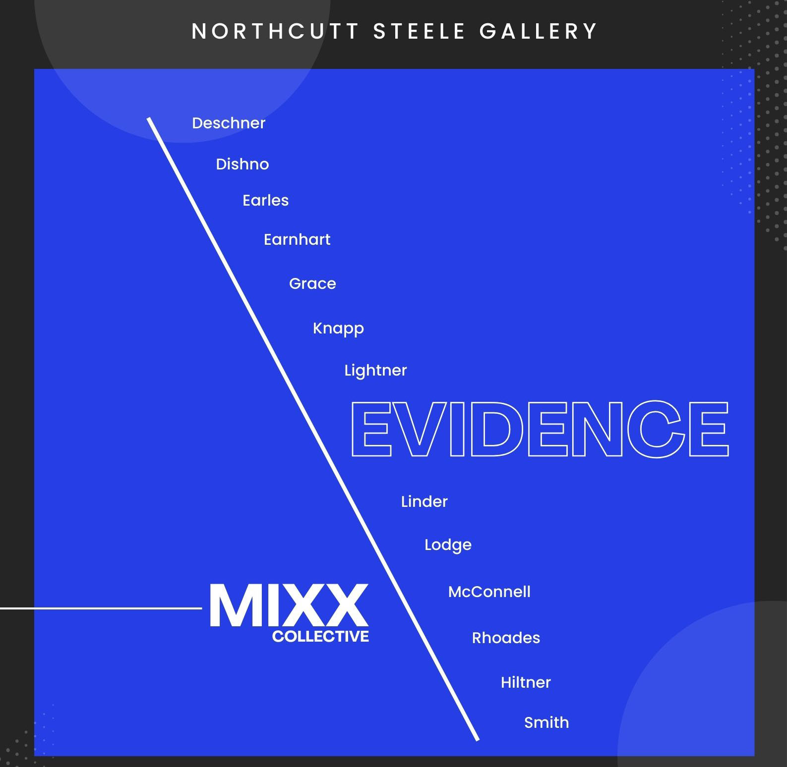 MIXX Poster Evidence Exhibition with list of artist names