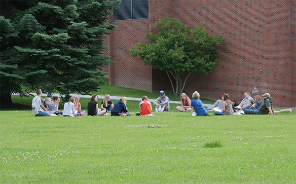 students at an outdoor class session