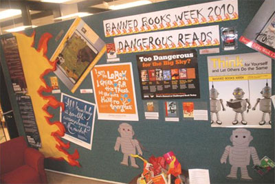 banned books display at the MSUB library