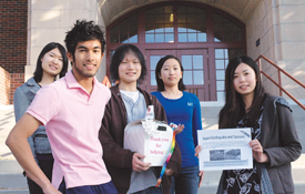 Japanese students at MSUB getting ready to accept donations for recovery efforts in Japan