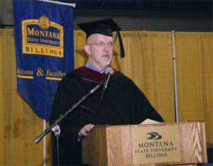 Dan Carter announces  graduates at the 2009 MSU Billings commencement ceremony
