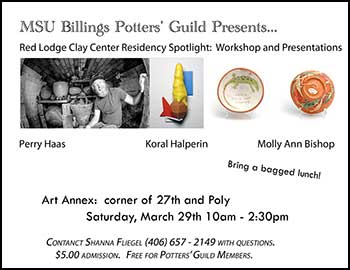 Poster for the MSUB Potters' Guild Resident Ceramic Artists from the Red Lodge Clay Center