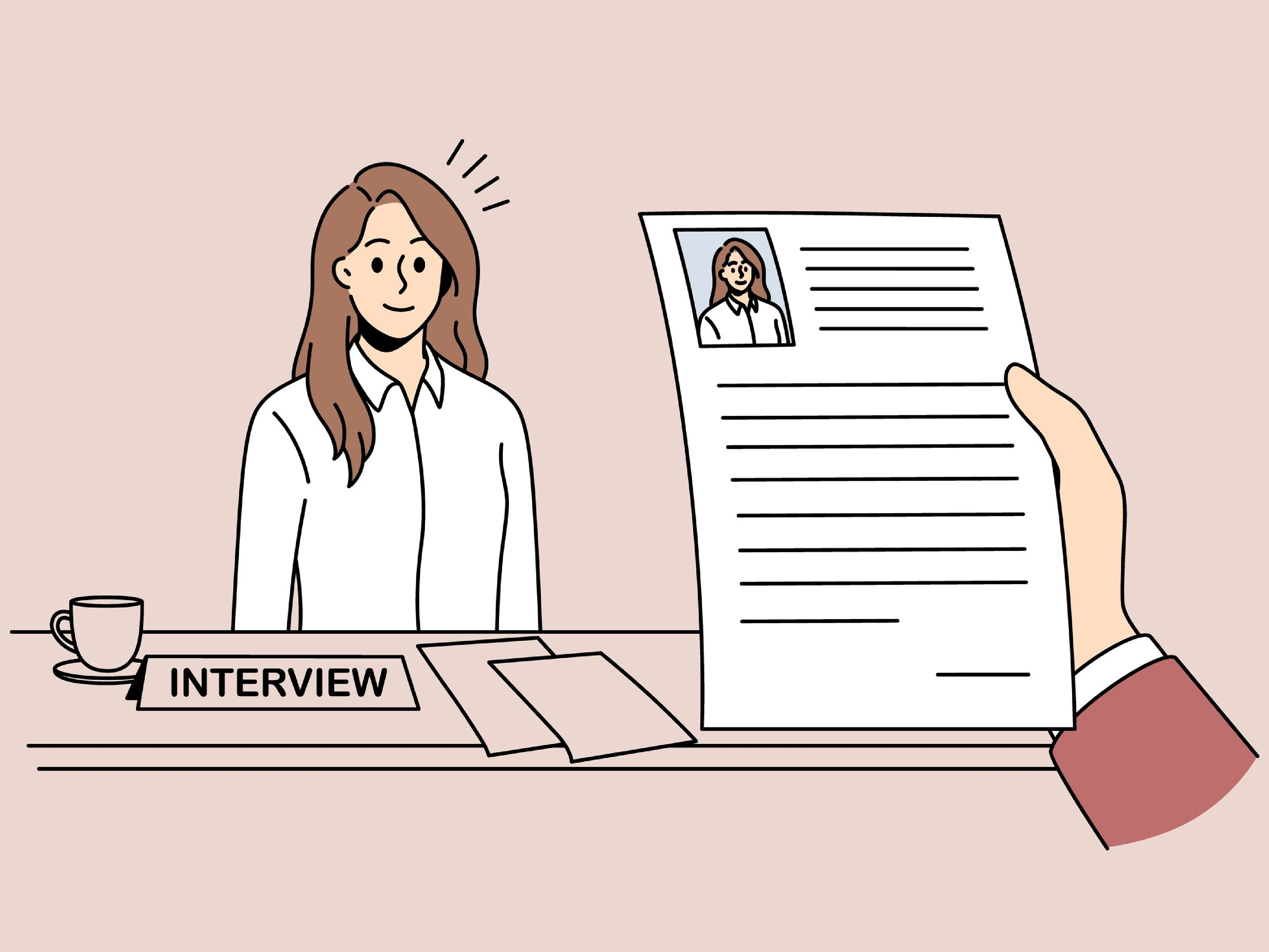 woman at job interview illustration