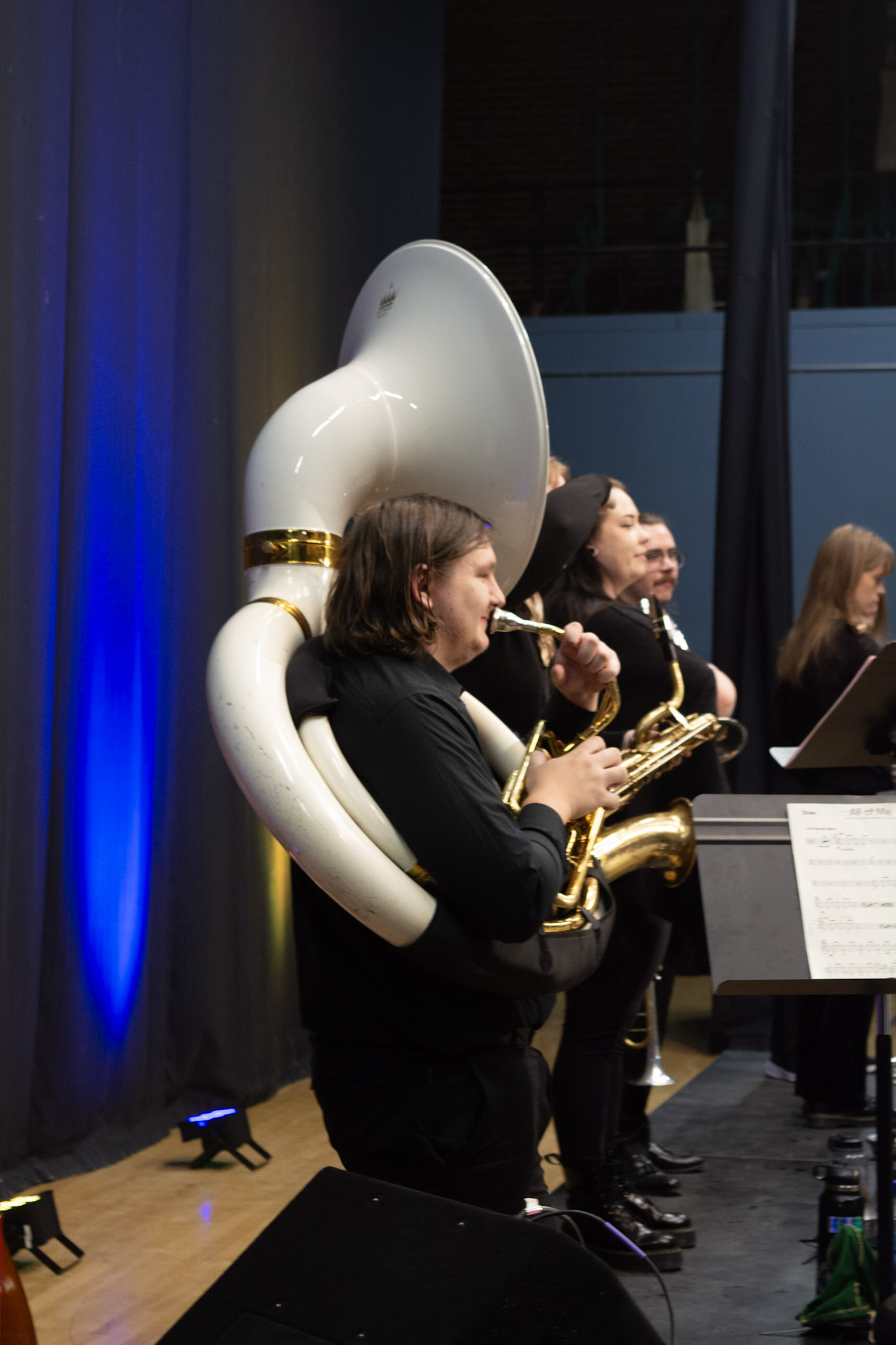 Ayden Burke playing Sousaphone