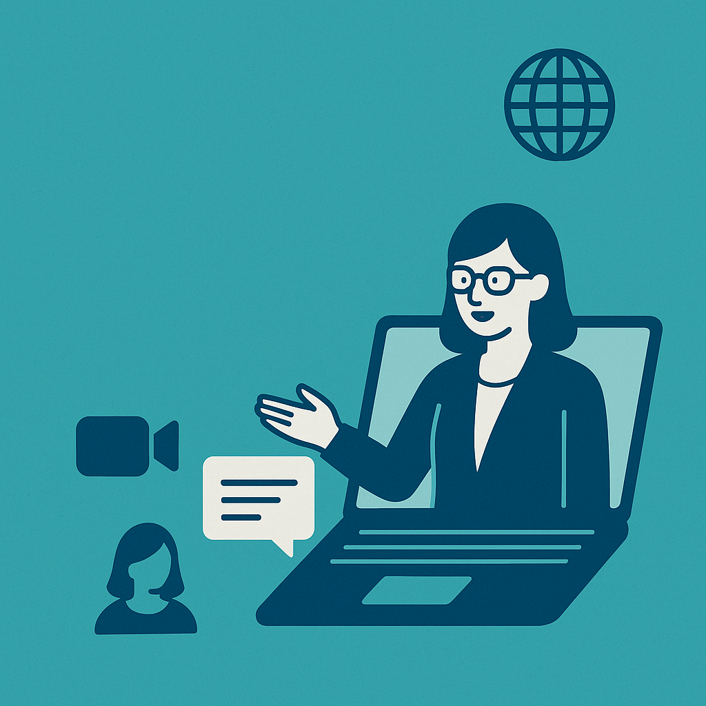 woman at a computer cartoon