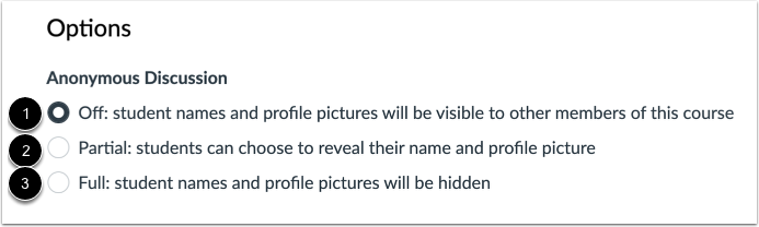 Set Anonymous Discussion Options