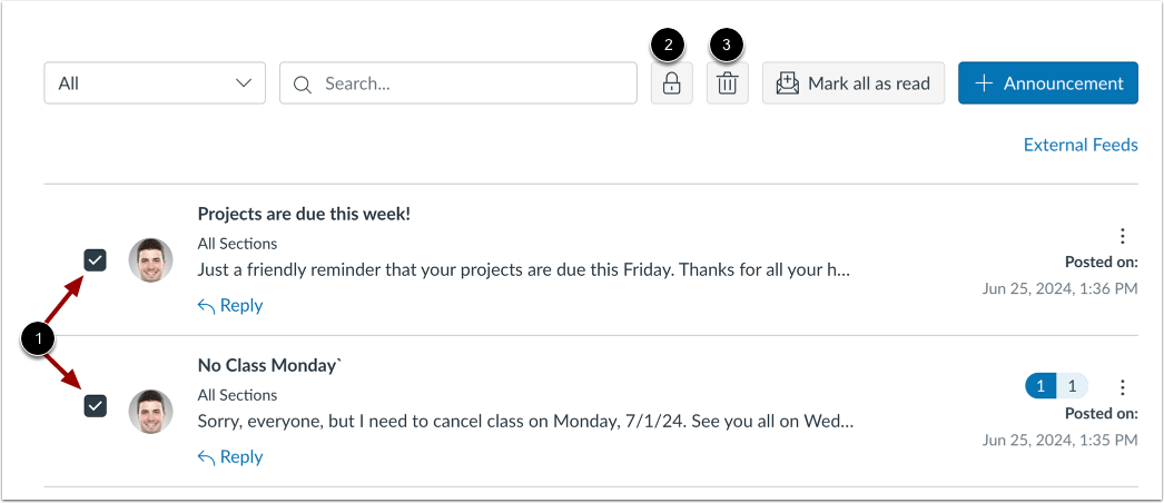 Manage Multiple Announcements Manage Multiple Announcements