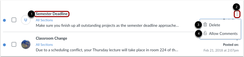 Manage Individual Announcements Manage Individual Announcements