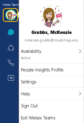 My profile and settings screen