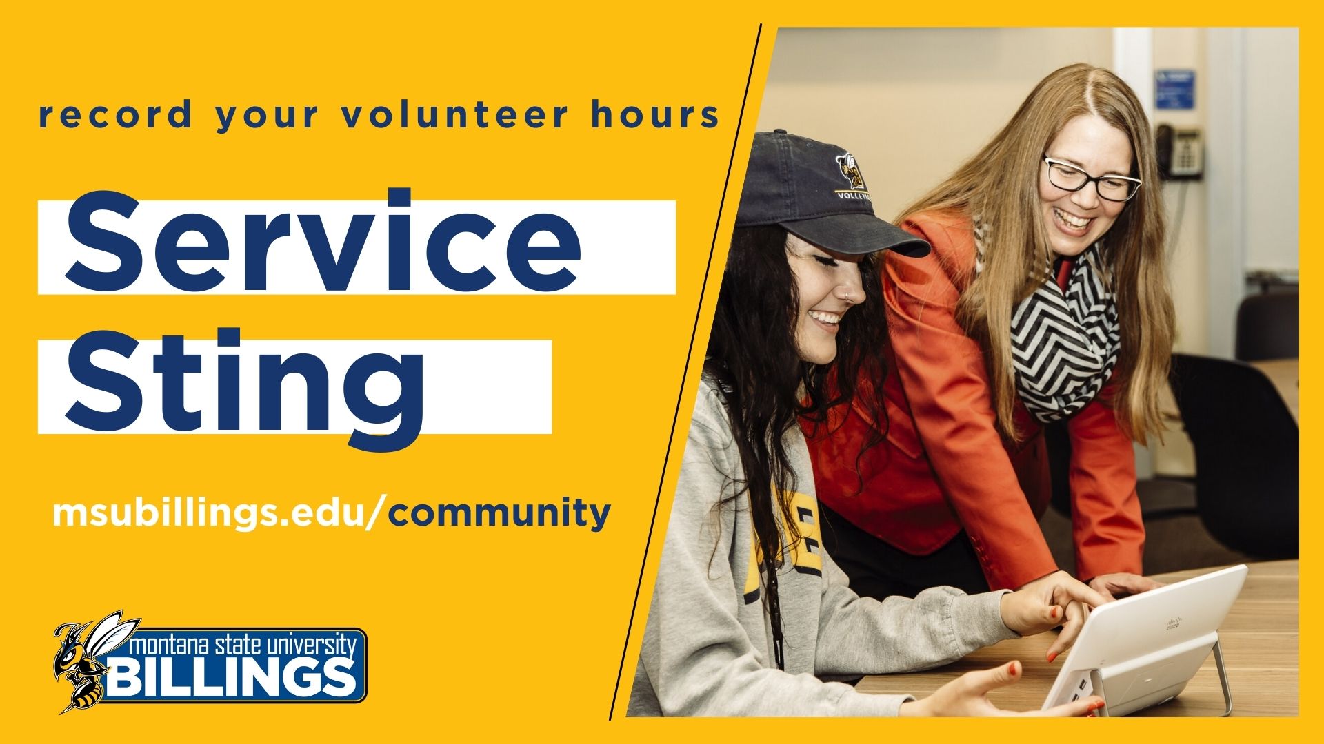 Record your volunteer hours. Service Sting. 
