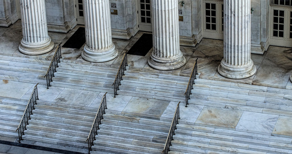 aerial view of steps of a courthouse