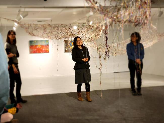 Chiyoko's gallery conversation at the reception 