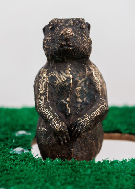 Closeup of one of Jesse Blumenthal's pieces in Lawn in a Prairie, also used as for the postcard passed out as promo