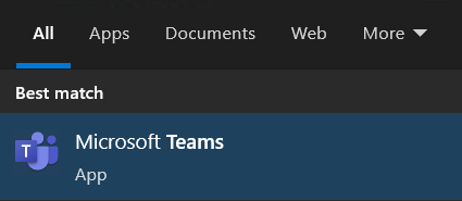 Microsoft Teams in Start Menu