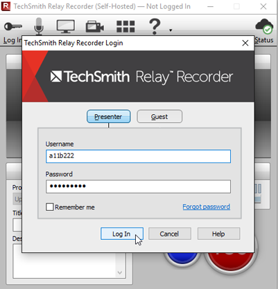 relay recorder login window