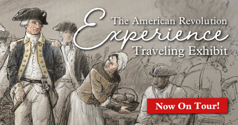 A sketched graphic promoting the American Revolution Experience