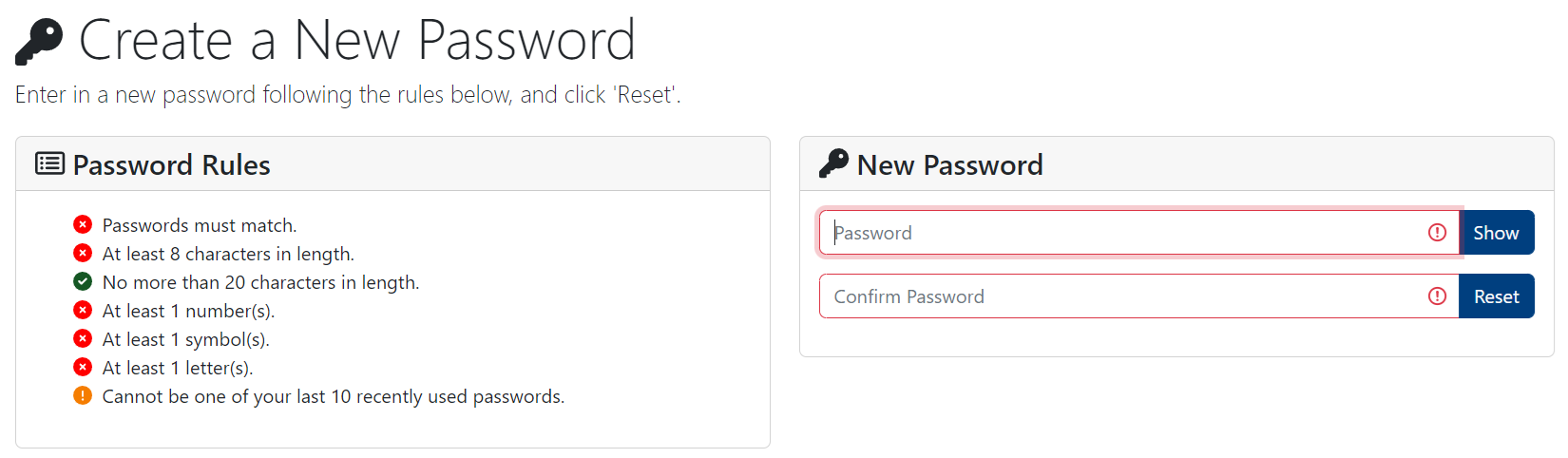 Enter a new password