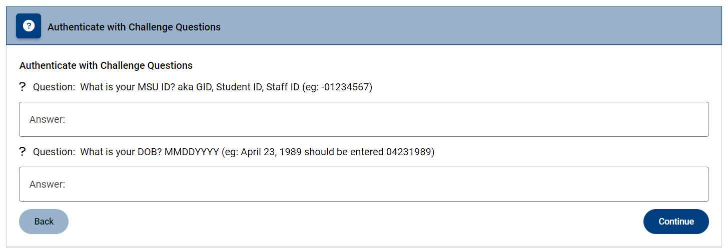 Enter your MSU ID and birthday