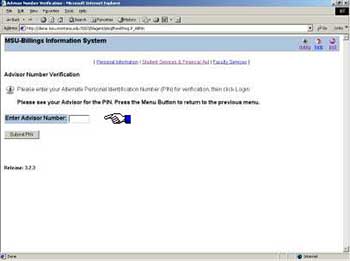 Advising pin Banner webpage screenshot