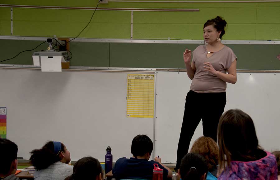 Sonya in the classroom teaching