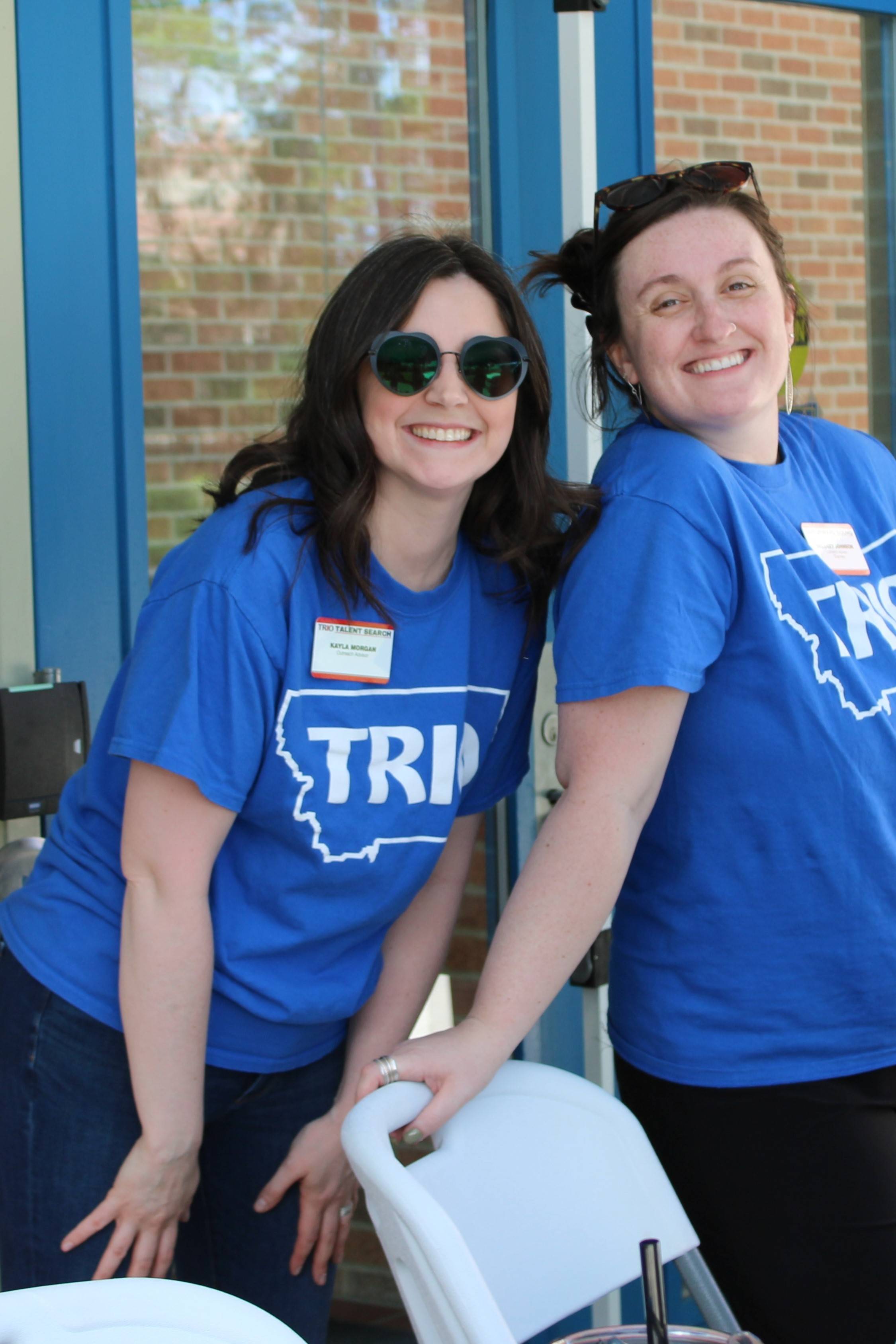 Two TRIO staff members pose for a photo at the Talent Search picnic