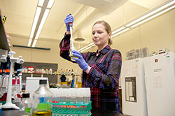 Mullins in the science lab at MSUB