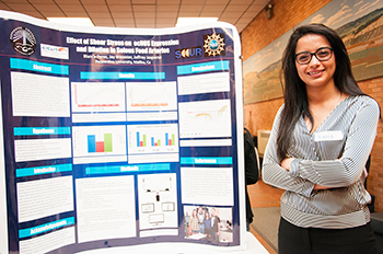 A Montana State University Billings student presents in the 2014 Research and Creativity Conference