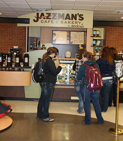 students gather for a snack in Jazzman's